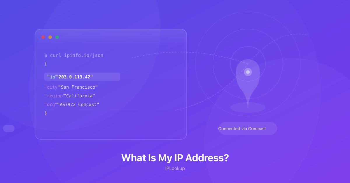 Illustration of a digital display showing a public IP address